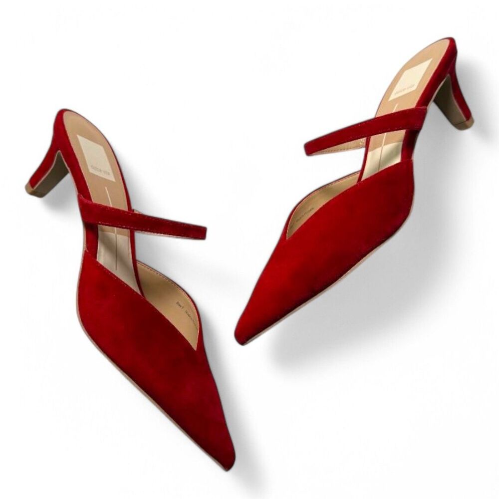 Dolce Vita Red Suede Pointed-Toe Mary Jane Heels Size 7